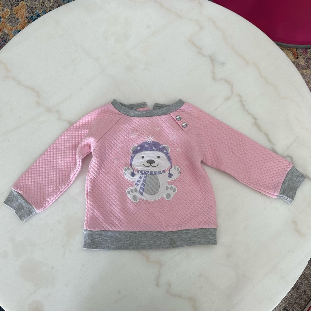 Kidgets rhinestone pink snowman sweater, size 24 months